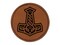 Mjolnir Symbol Norse Viking Hammer of Thor Round Iron-On Engraved Faux Leather Patch Applique - 2.5"